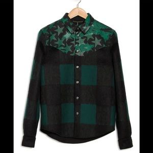 Valentino Mens Check Star Flannel Jacket Sz 44/M